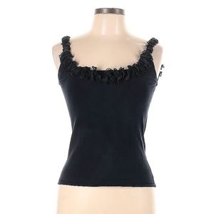 Black cache ruffle tank top